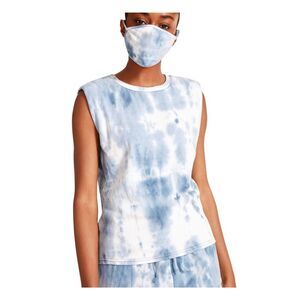 MADDEN Womens Top Blue Sleeveless Crew Neck Tie Dye Juniors M